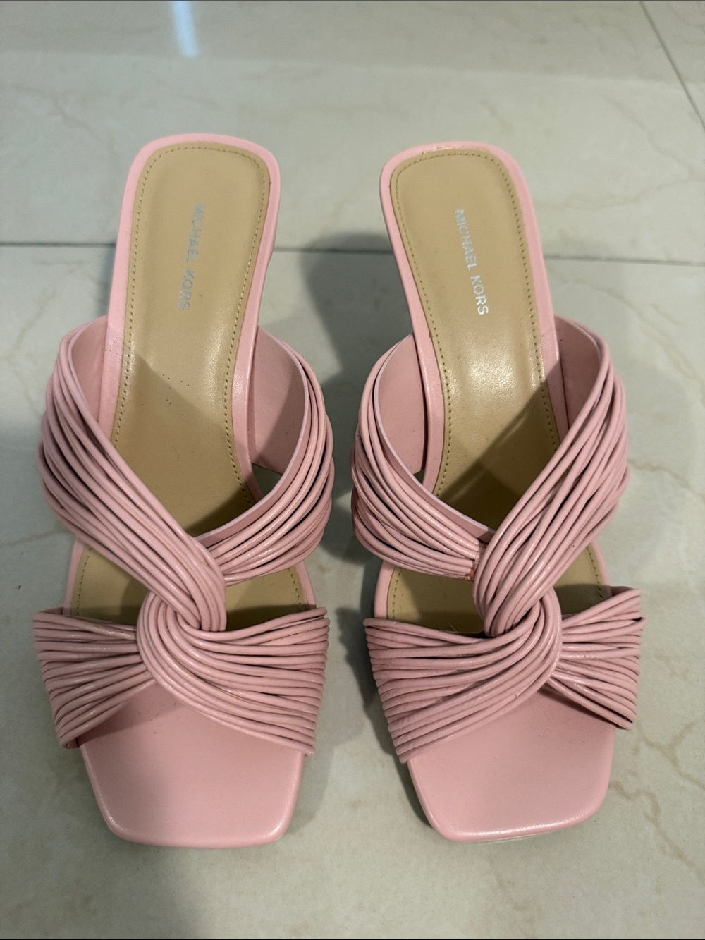 Michael Kors Blush Pink Knotted Slide Heels